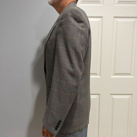 Claiborne Men's Wool Houndstooth Blue Olive Sport Coat Jacket Blazer Size 42Long - Picture 4 of 15